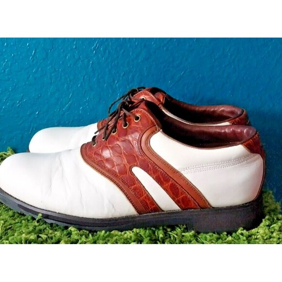 Florsheim Spikeless White/Brown Magneforce Golf Shoes Size 9.5 Men's - Picture 5 of 11